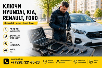 Изготовление ключей Hyundai, Kia, Ford, Chevrolet, Renault в Ставрополе