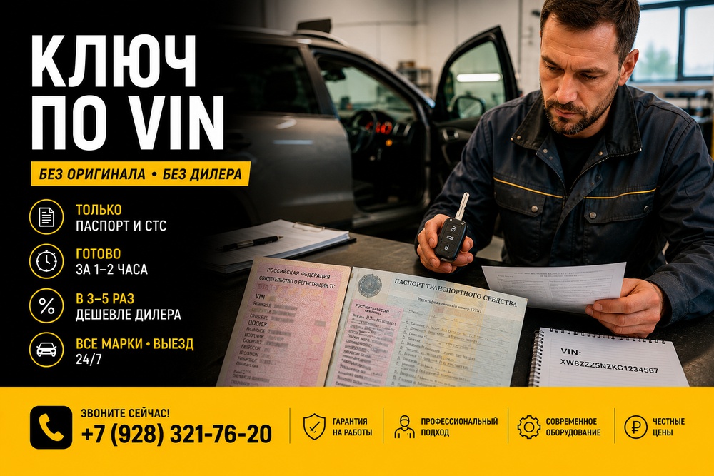 Изготовление ключа по VIN-номеру в Ставрополе: снятие блоков иммобилайзера