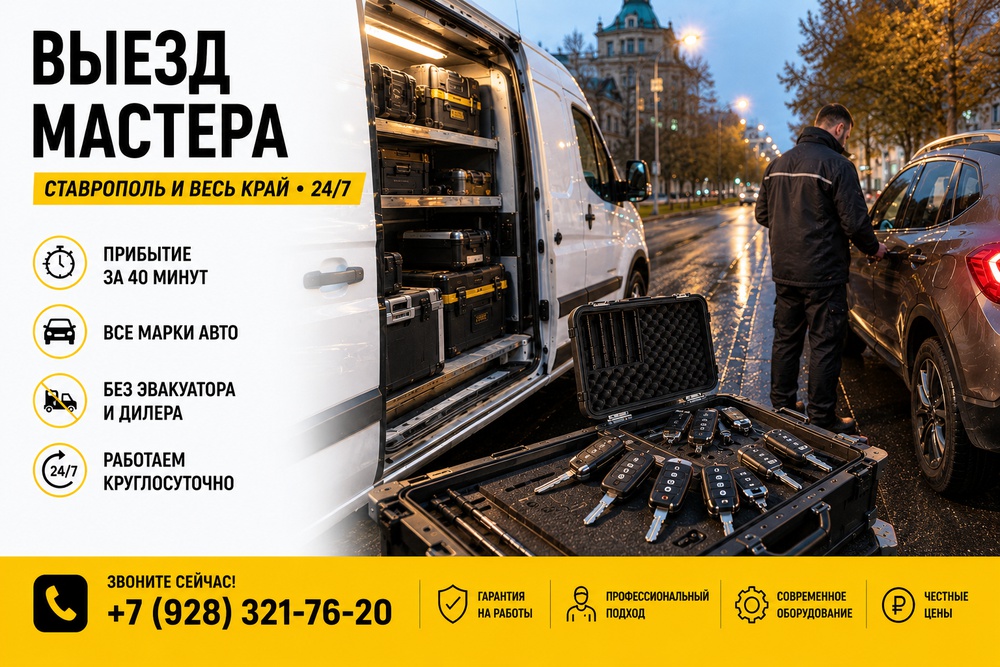 Изготовление автомобильного ключа с выездом мастера 24/7 в Ставрополе