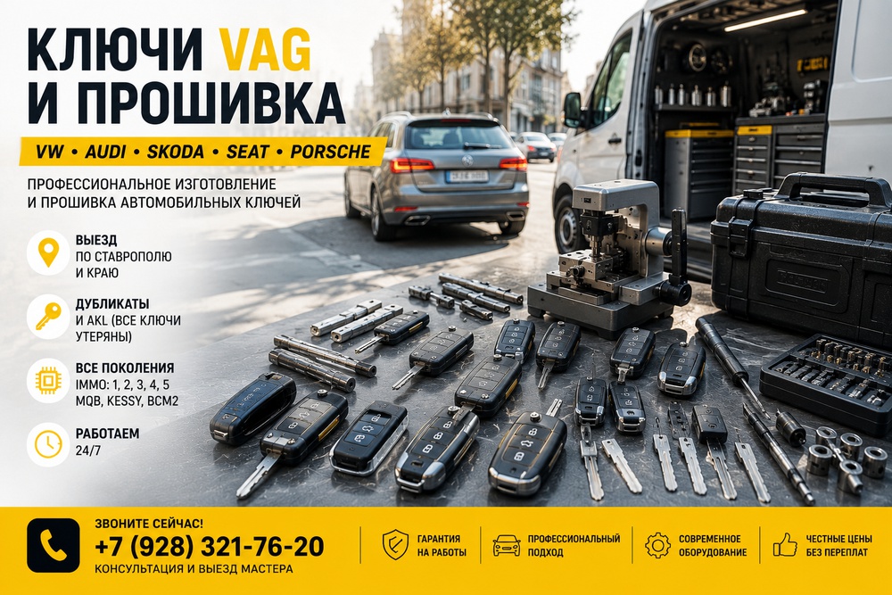Прошивка ключей VAG в Ставрополе: VW, Audi, Skoda, Porsche